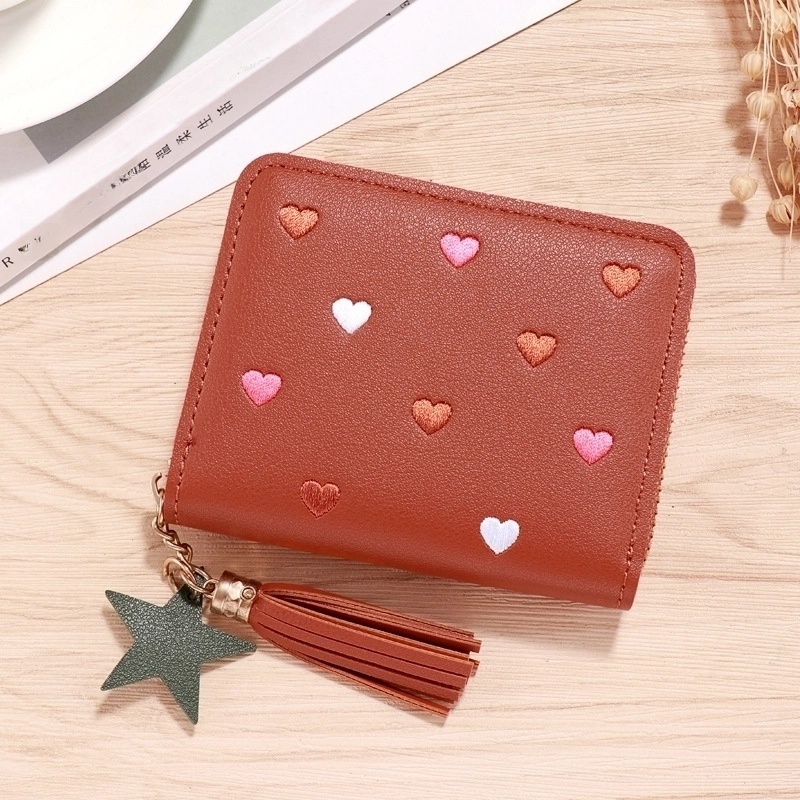 Women’s Solid Color Pu Leather Hook Loop Wallets