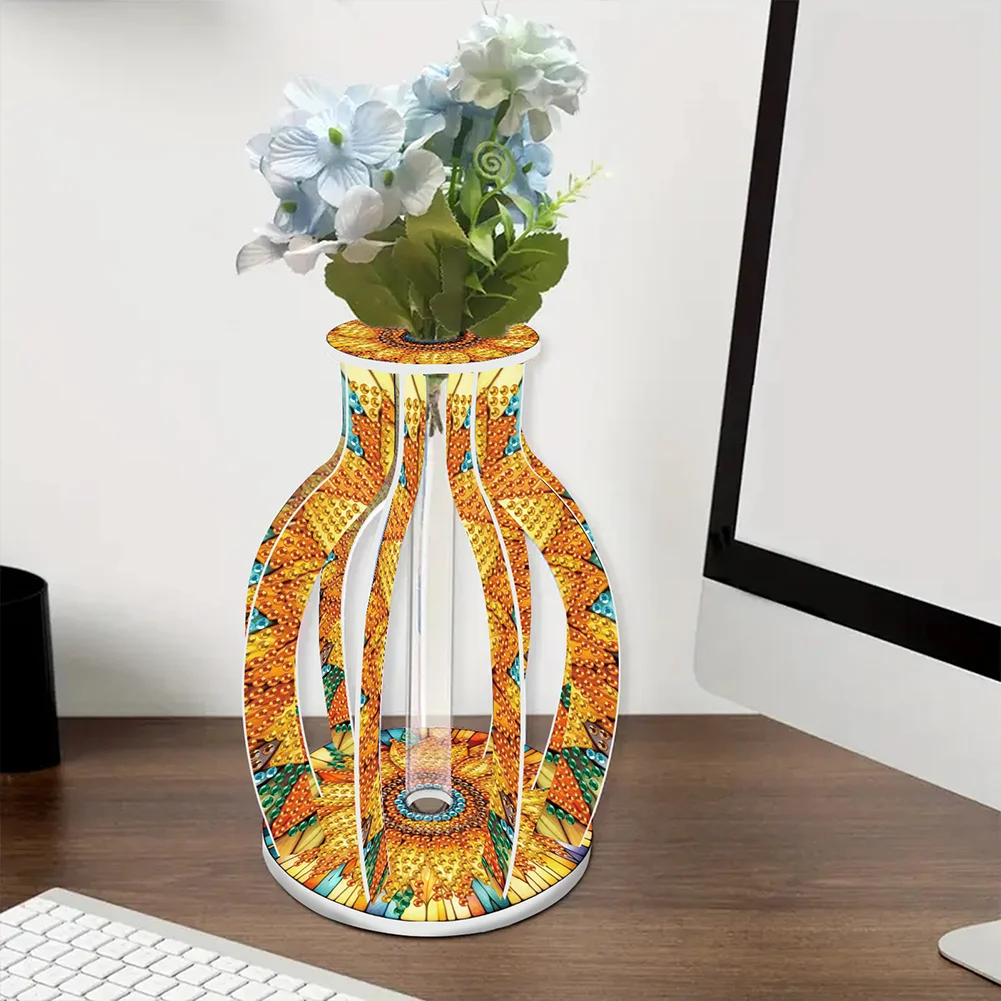 Acrylic Wood Sunflowers DIY Diamond Painting Flower Vase for Home Office Decor