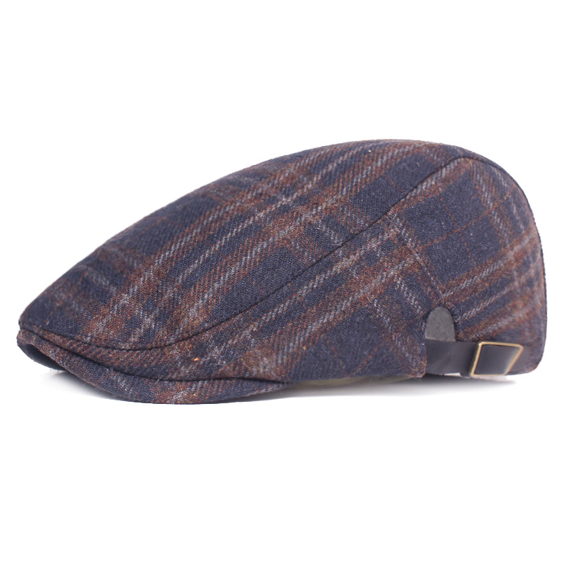 Autumn and winter woolen plaid beret 4 colors