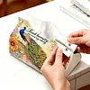 Diamond Art Tissue Box Cover DIY PU Desktop Organizer Large(Peacocks)