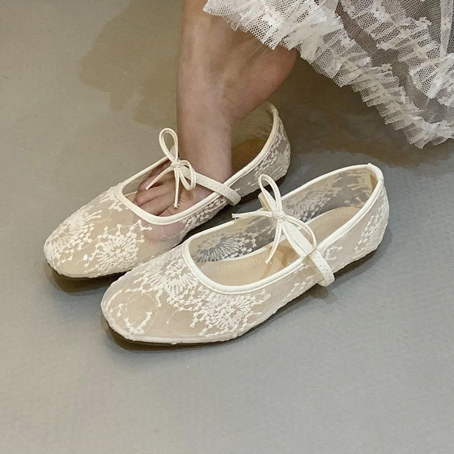 Breakj Breakj Style French Gentle Evening Shoes Women's Shoes 2025 New Spring Mesh Breathable Square Mary Jane Single Shoes