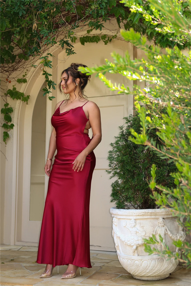 Ootddress Floral Draped Backless Maxi Long Dress For Women Fashion Spaghetti Strap Sleeveless Bodycon Evening Party Dress Elegant