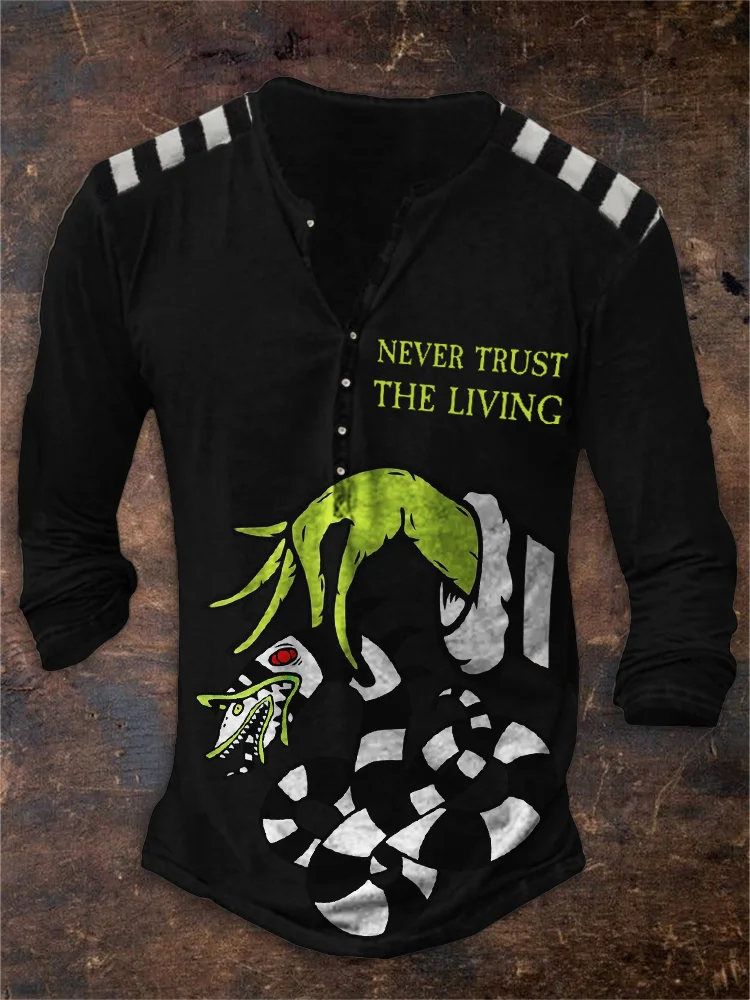 Men's Halloween & Christmas Movie Inspired Henley Shirt