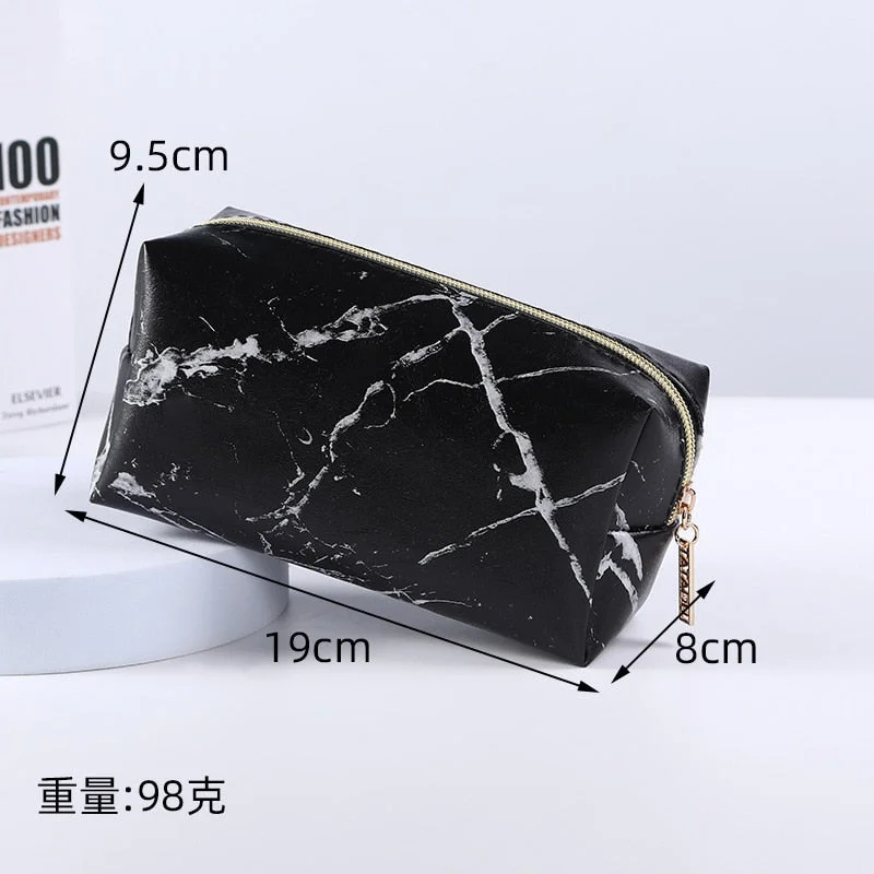 FUDEAM PU Marble Pattern Women Cosmetic Bag Multifunction Travel Toiletry Storage Organize Handbag Waterproof Female Makeup Case