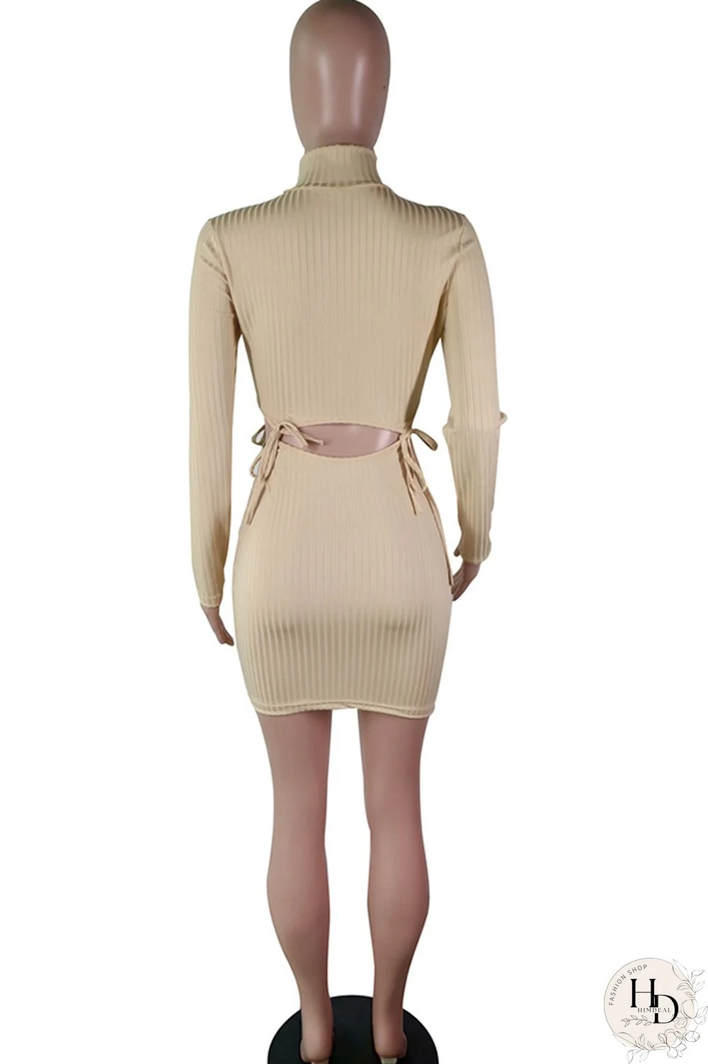 Black Polyester Casual Cap Sleeve Long Sleeves Turtleneck Step Skirt Knee-Length Solid Long Sleeve Dresse