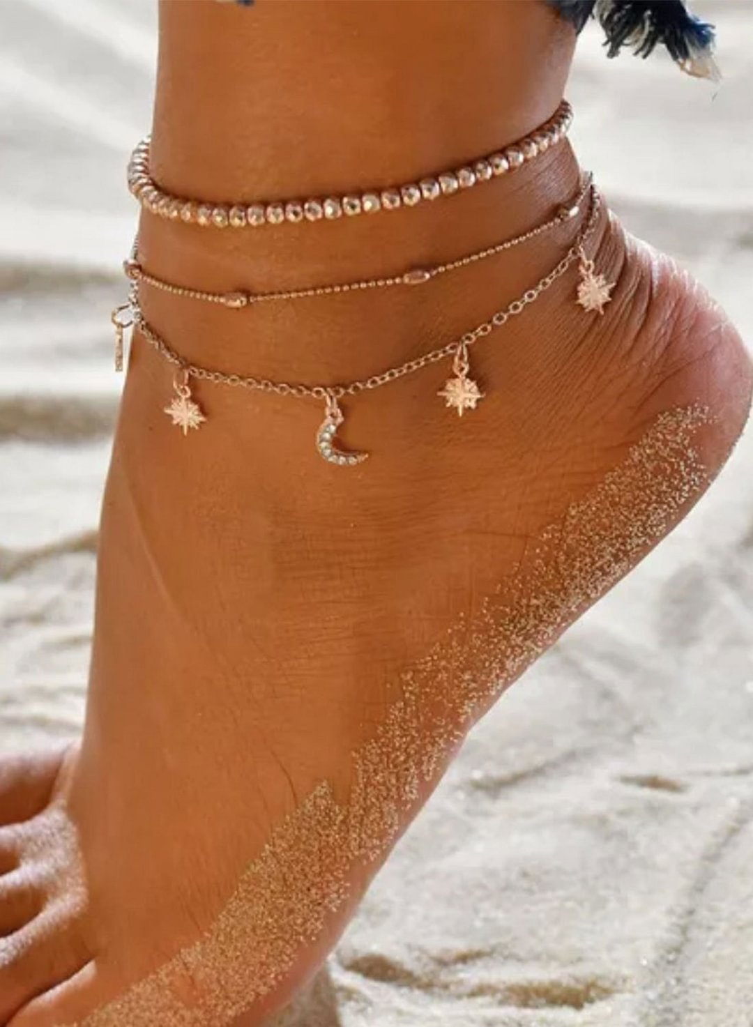 Women's Star Moon Chain Anklets Bracelets Charm Beach Jewelry
