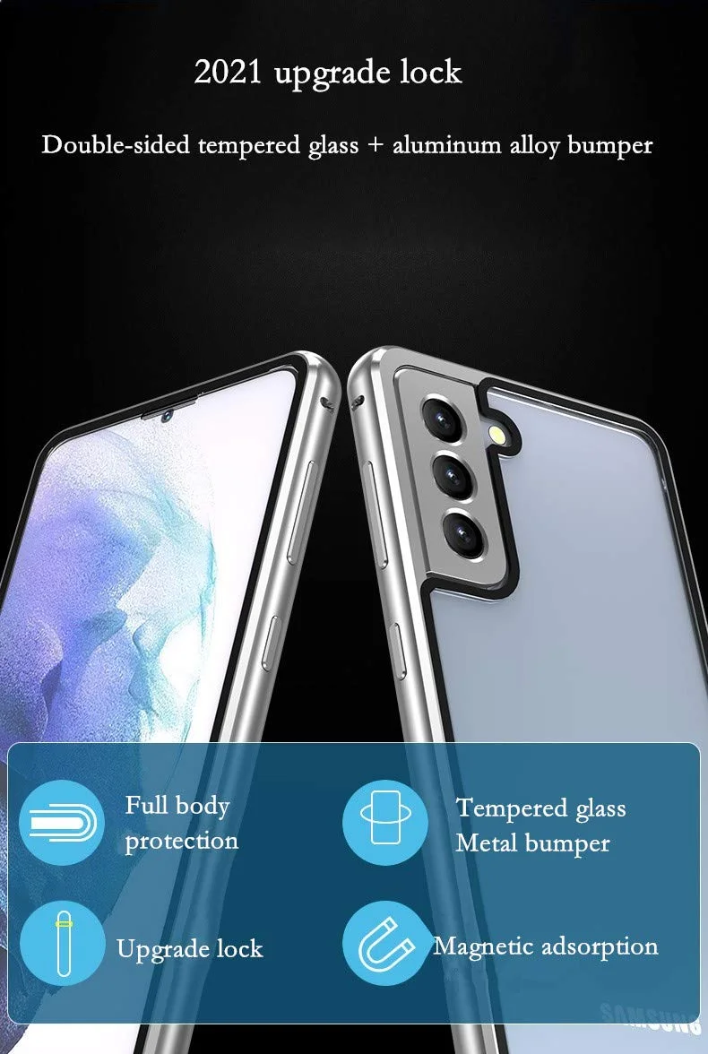 Magnetic Tempered Glass Double Sided Phone Case for Samsung S23 Ultra