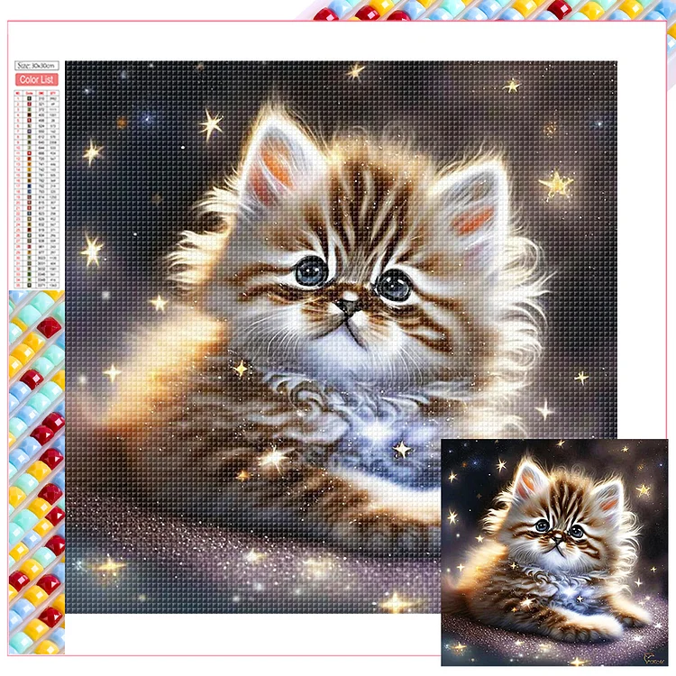 Full Square Diamond Painting - Starlight Cat 30*30CM
