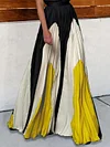 Contrast Color One-Shoulder Maxi Dress
