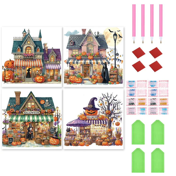 4Pcs Halloween - Special Shaped Drill Diamond Painting - 30*30CM(Canvas)