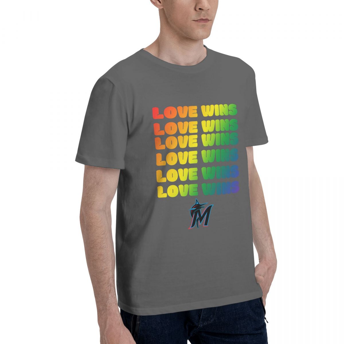 Miami Marlins Love Wins Pride Men's Cotton Shirt