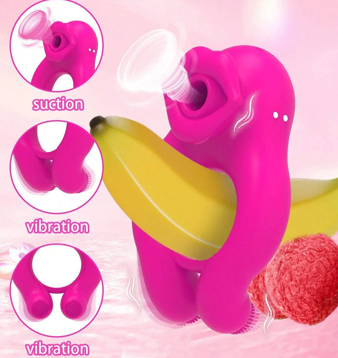 Vibrating Cock Ring and Mouth Sucking Clitoral Stimulator for Intimate Play