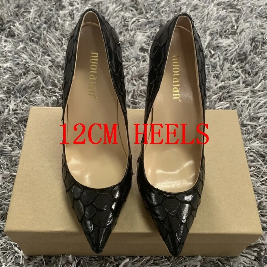 12cm Shoes Sexy Womens Pumps Black High Heel Shoes Pointed Toe Party Dress Stiletto Heels plus size 35-42