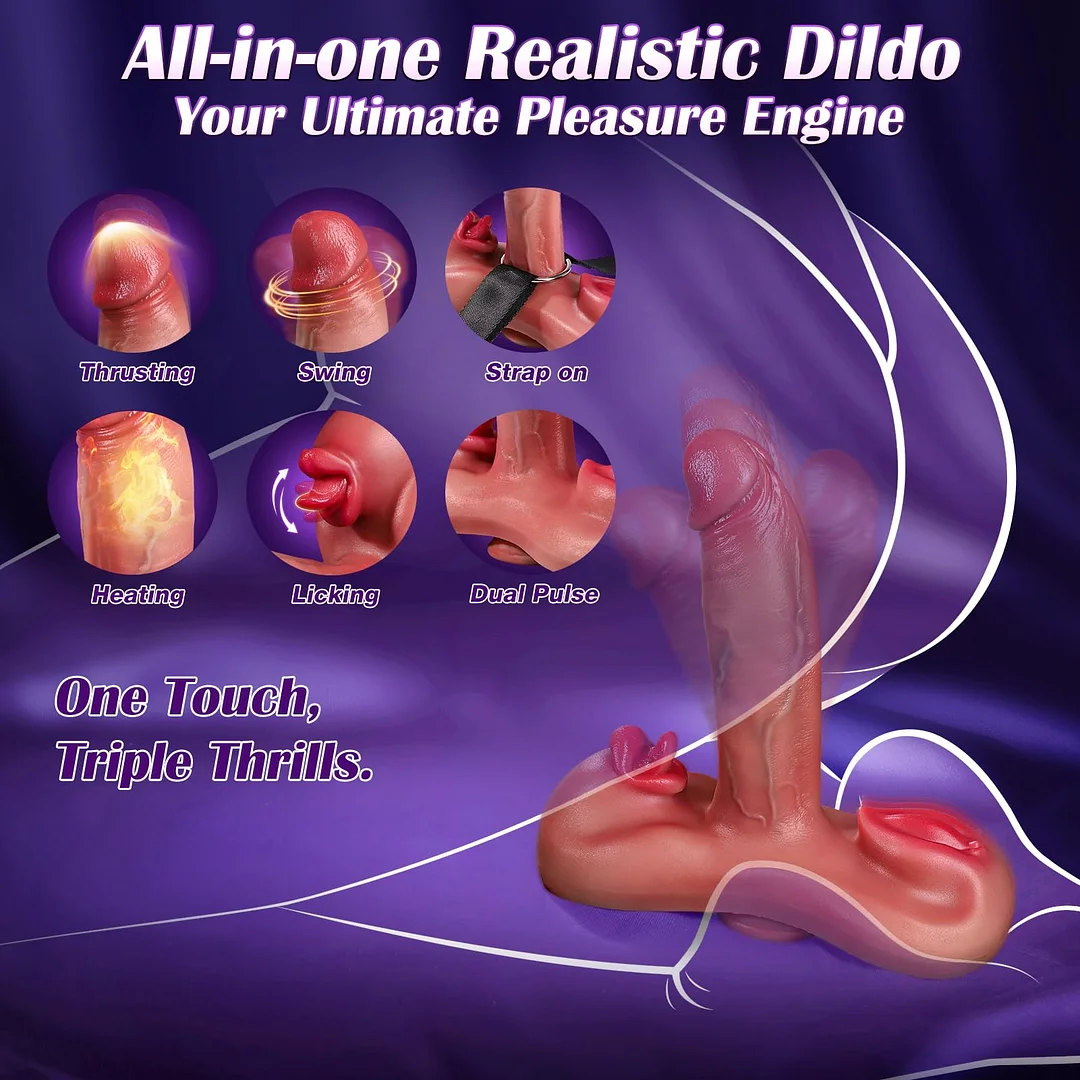 Lancer - 6 In 1 Thrusting Vibrating Heating Realistic Dildo With App & Remote Control