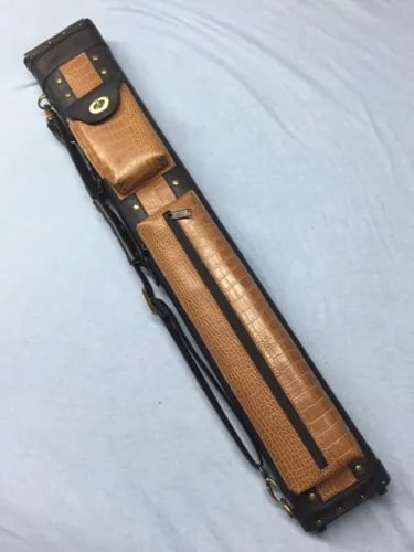 pornhint Pornhint JJ Leatherette Tan Croc Embossed 3 Butt 5 Shaft 3x5 Cue Case New