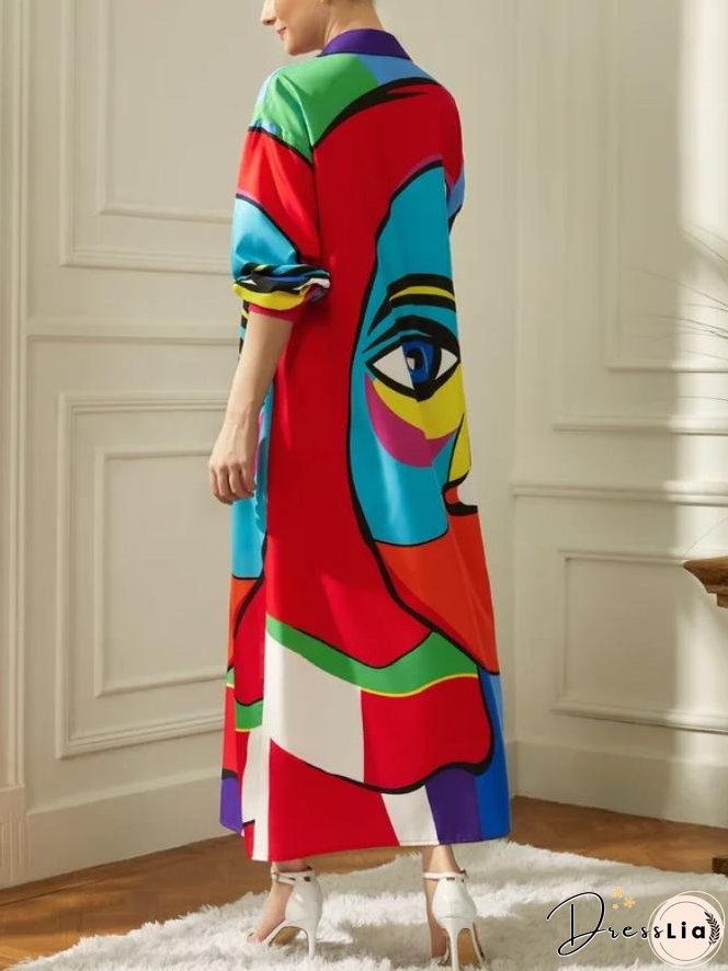 Fashion Printed Plus Size Shirt Dress