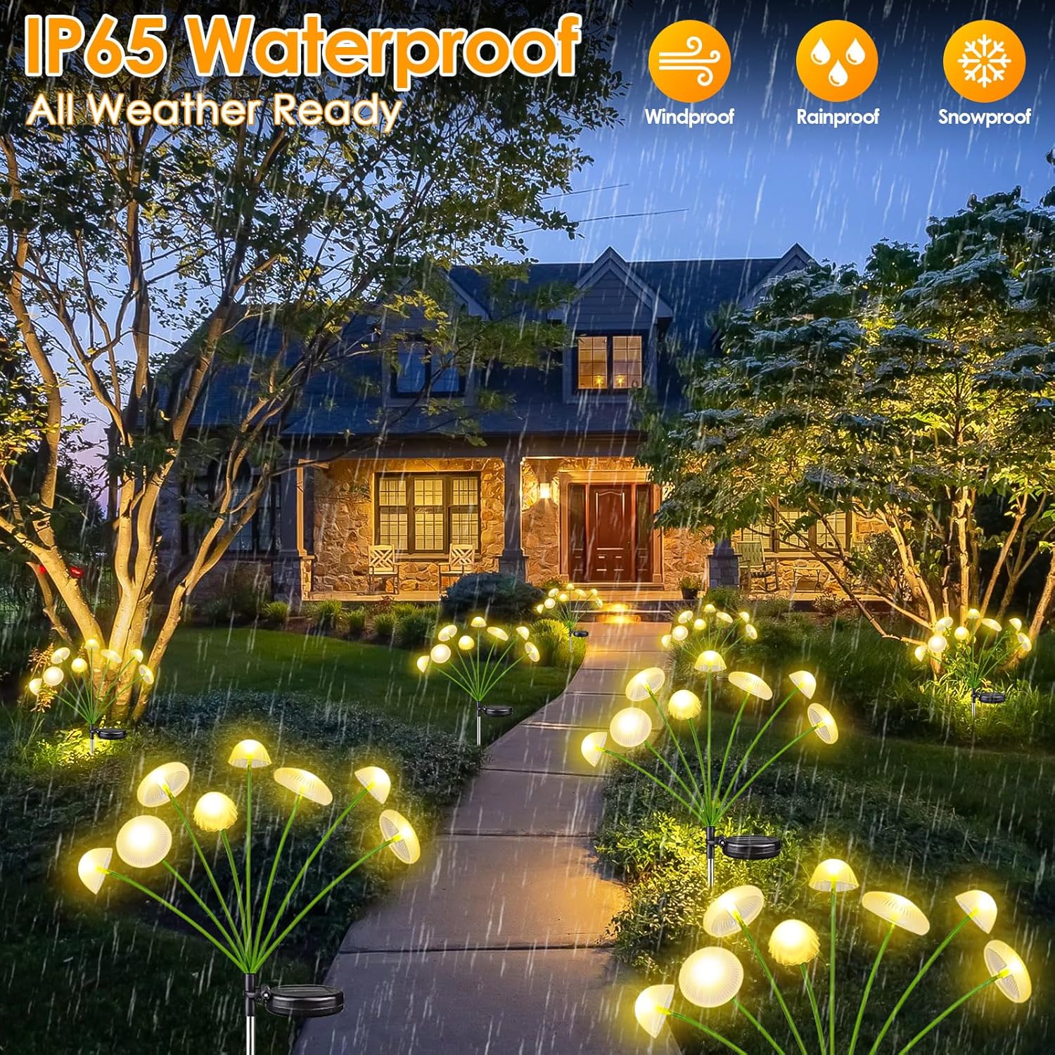 Tegooe Waterproof Solar LED Mushroom Lights - Dual Mode Garden Ambiance Decor