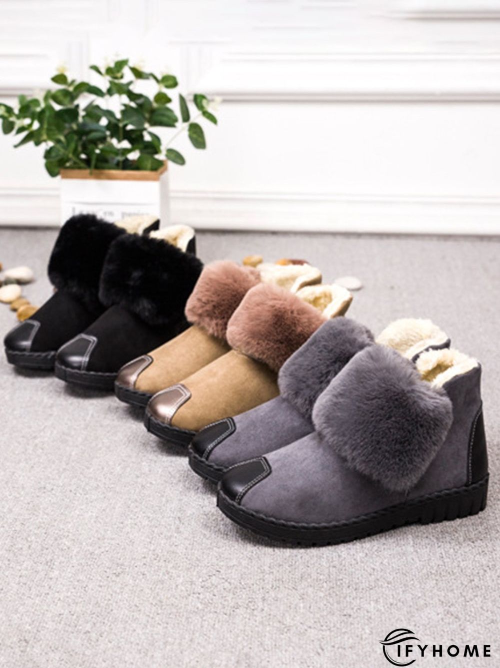 Casual Anti-collision Stitching Plush Warm Snow Boots | IFYHOME