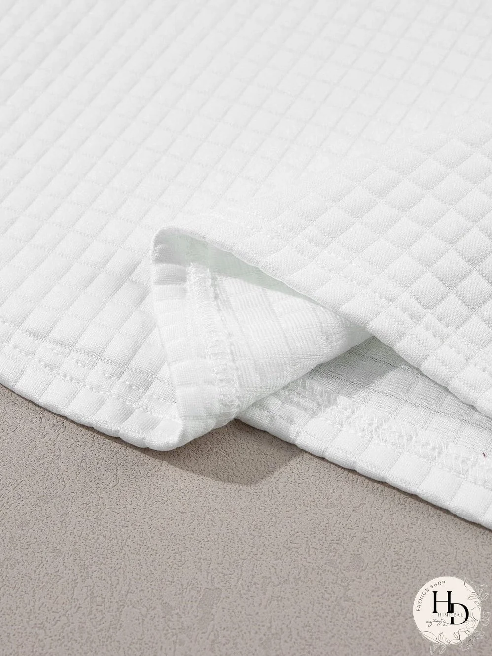 Chic White Textured Lattice Crop Top and Jogger Pants Ensemble