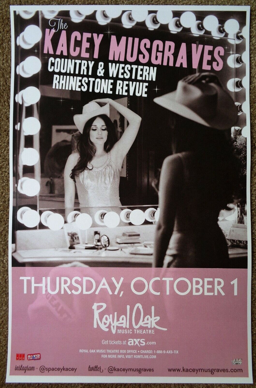 KACEY MUSGRAVES 2015 Gig POSTER Royal Oak Michigan Concert