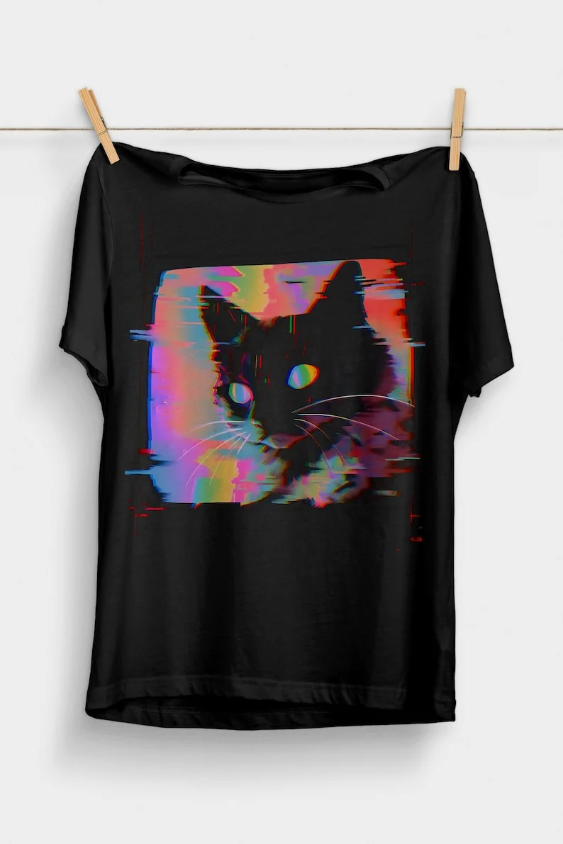Psychedelic Weirdcore Cat T-shirt