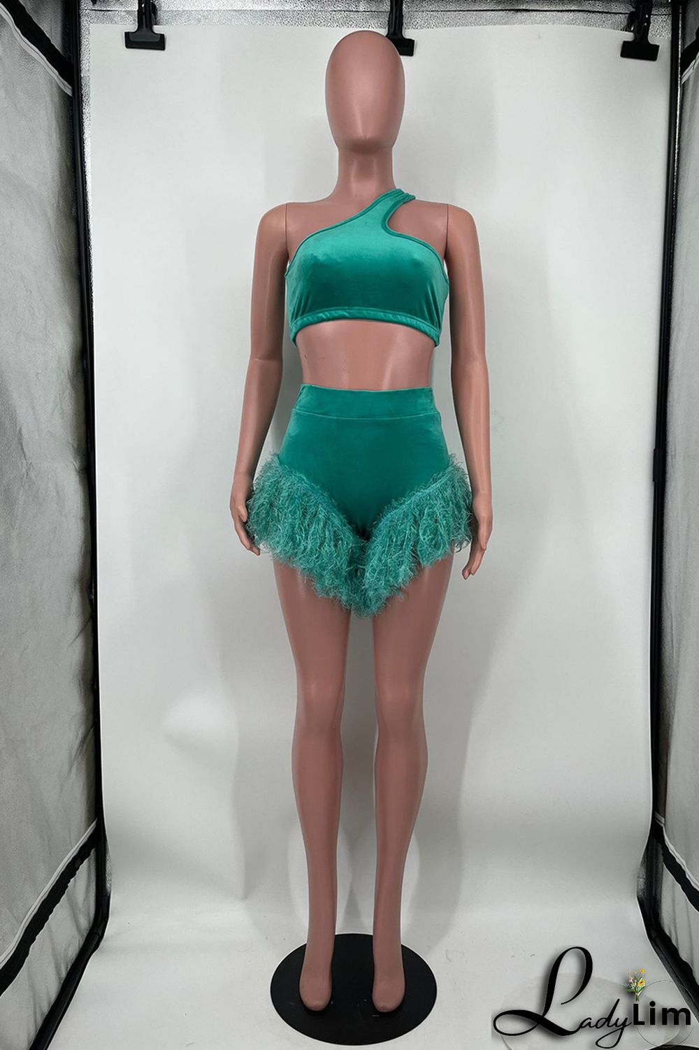 Pink Fashion Sexy Solid Patchwork Backless One Shoulder Two Pieces