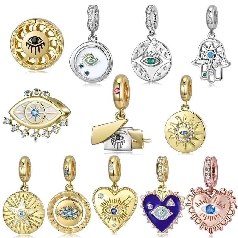 1 Piece 925 Sterling Silver Zircon Devil's Eye Heart Shape Jewelry Accessories