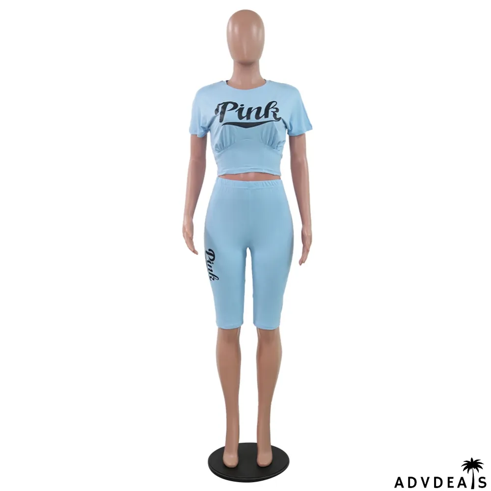 Summer Print Sexy Two Piece Bodycon Short Set