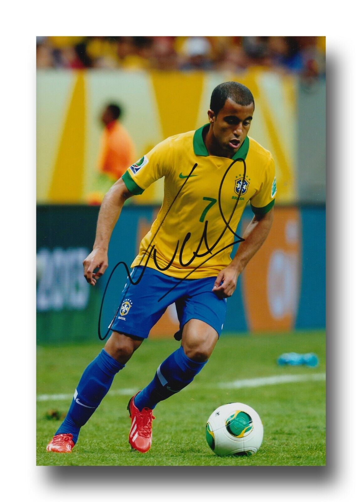 LUCAS MOURA HAND SIGNED 12x8 Photo Poster painting - BRAZIL - FOOTBALL AUTOGRAPH.