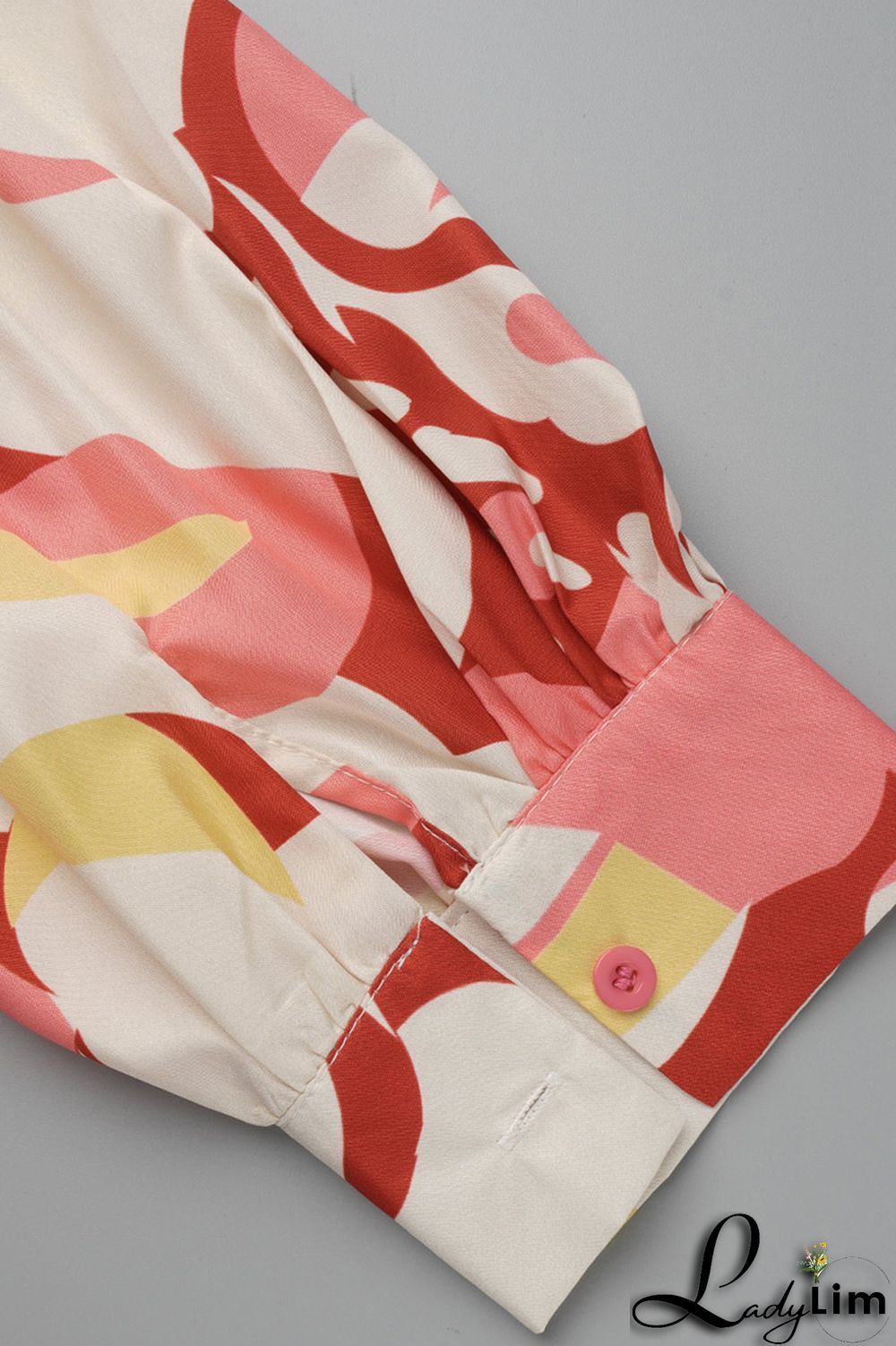 Red Fashion Casual Print Bandage Slit V Neck Long Sleeve Dresses