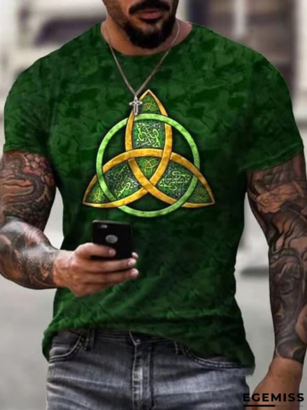 3D Printed Old Large Men's Short Sleeve Ethnic Letter Style T-shirt | EGEMISS