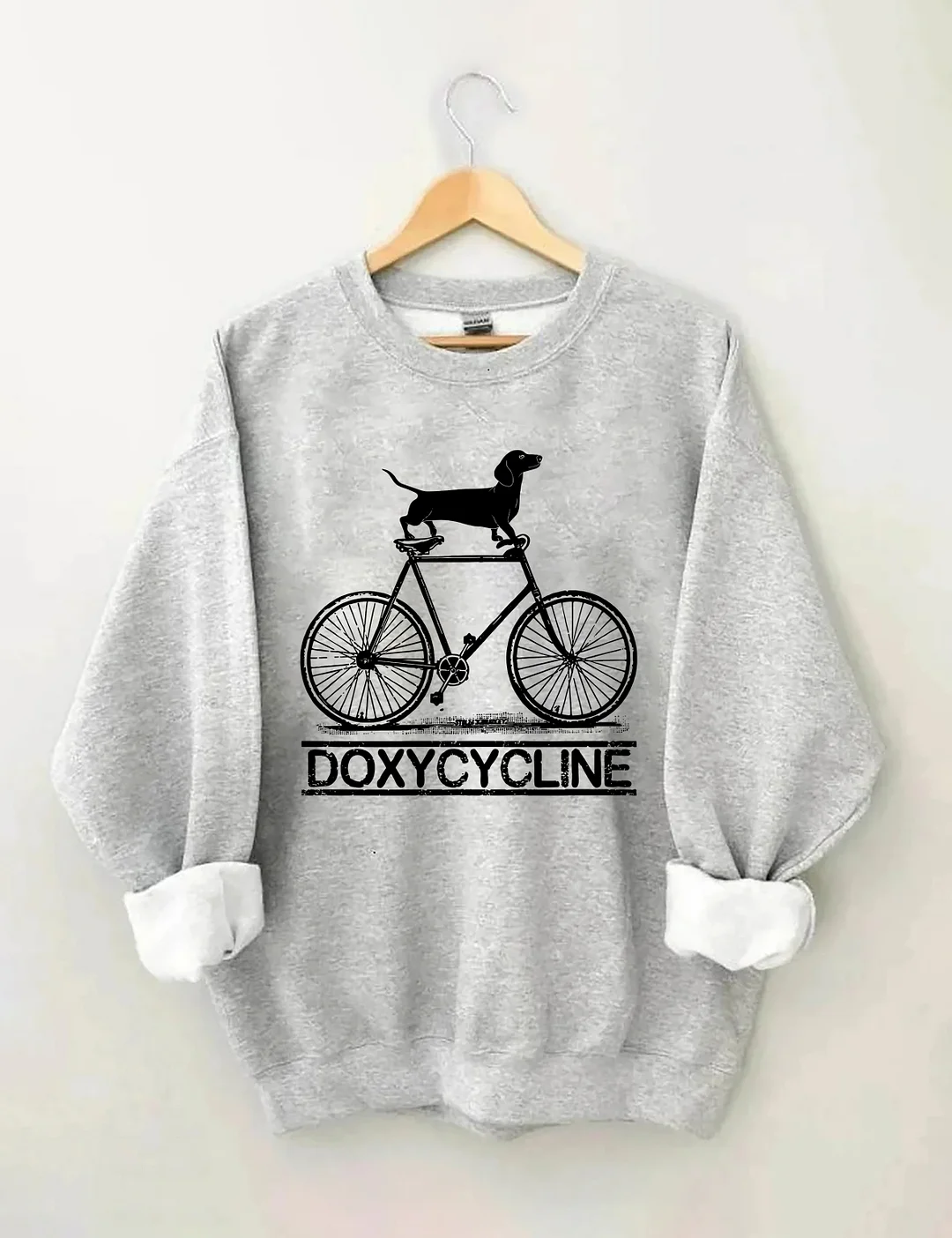 Doxycycline Dachshund On Bicycle Pharmacists Sweatshirt