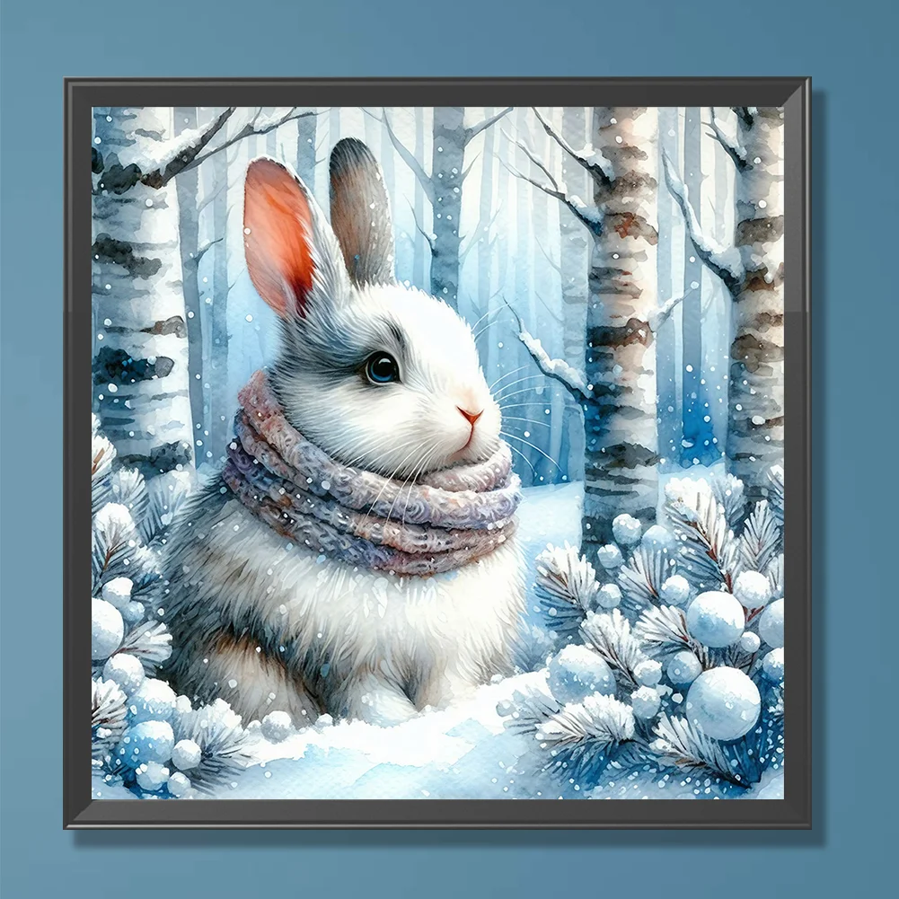 Diamond Painting - Full Round Drill - Winter Rabbit(Canvas|30*30cm)