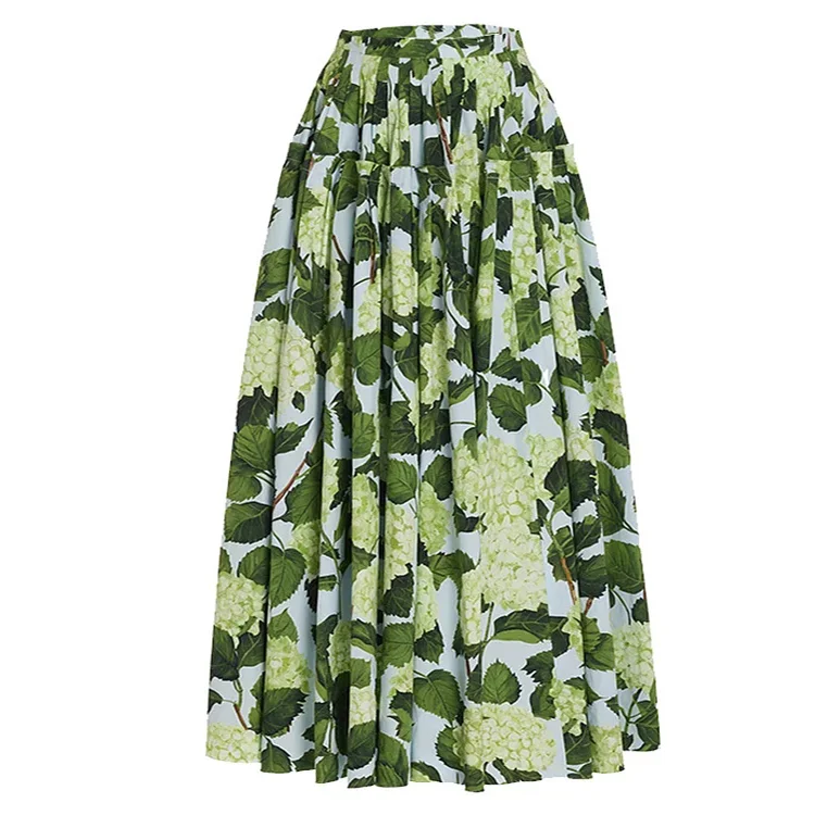 Plus Size Off Shoulder Hydrangea Print Ruffle One Piece Swimsuit and Skirt