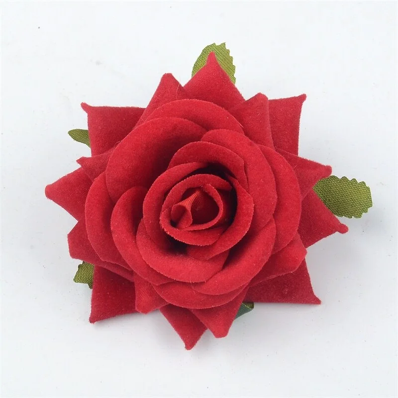100pcs 6cm Flannel Corner Rose Artificial Flower Heads For Home Wedding Car Decorative DIY Scrapbooking Fake Flower Wall Crafts