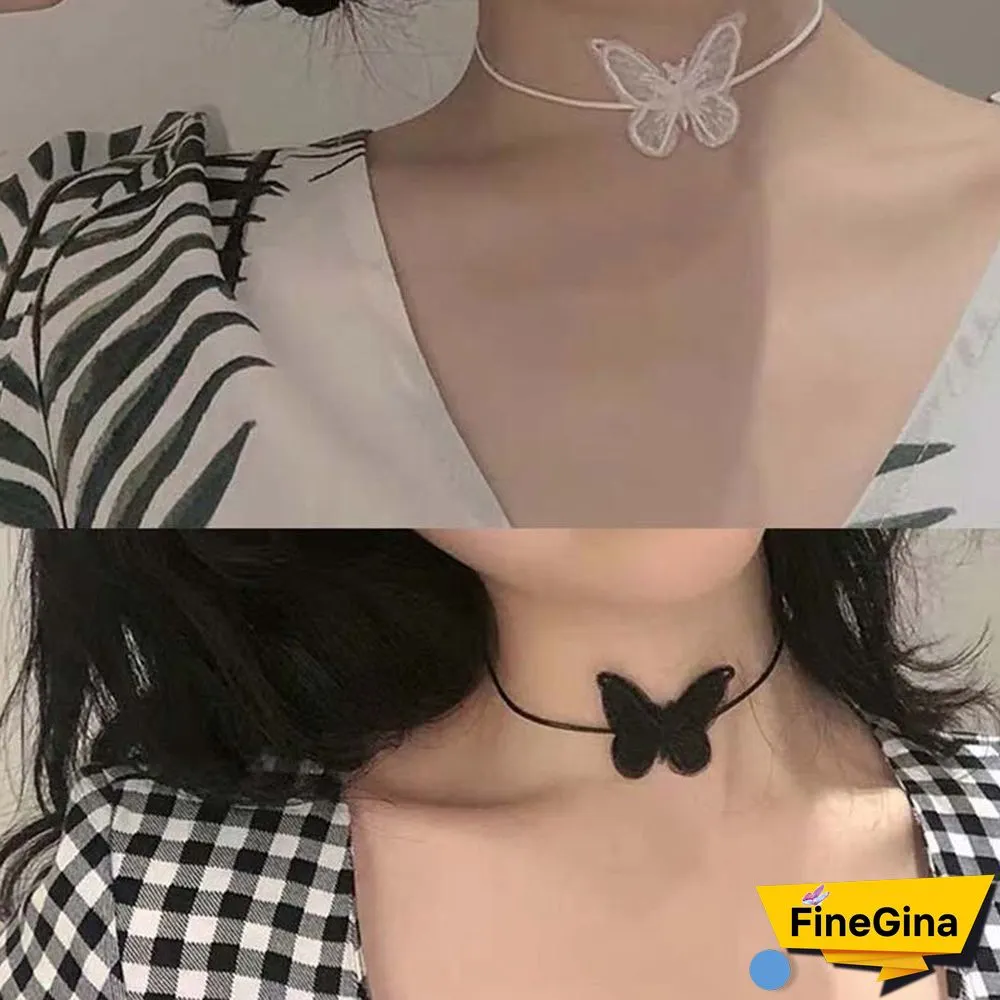 Lace Butterfly Pattern Choker Necklace