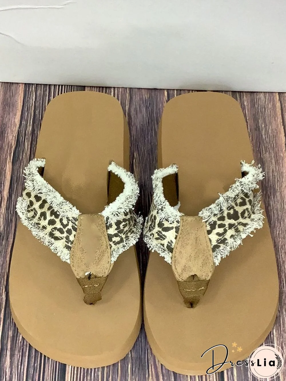 Leopard Print Flip Flop Sandals