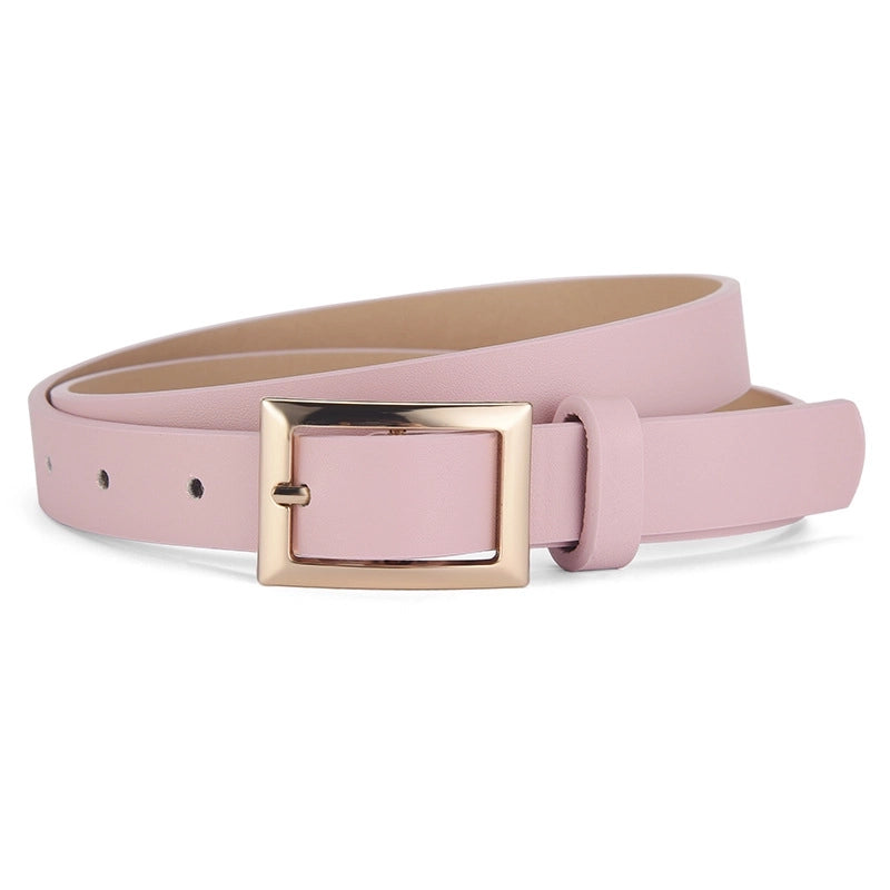 Minimalist Solid Color Pu Leather Alloy Unisex Leather Belts