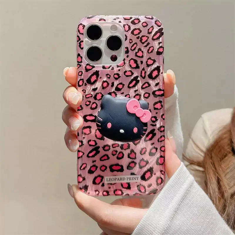 Kitty Leopard Phone Case and Pop Socket
