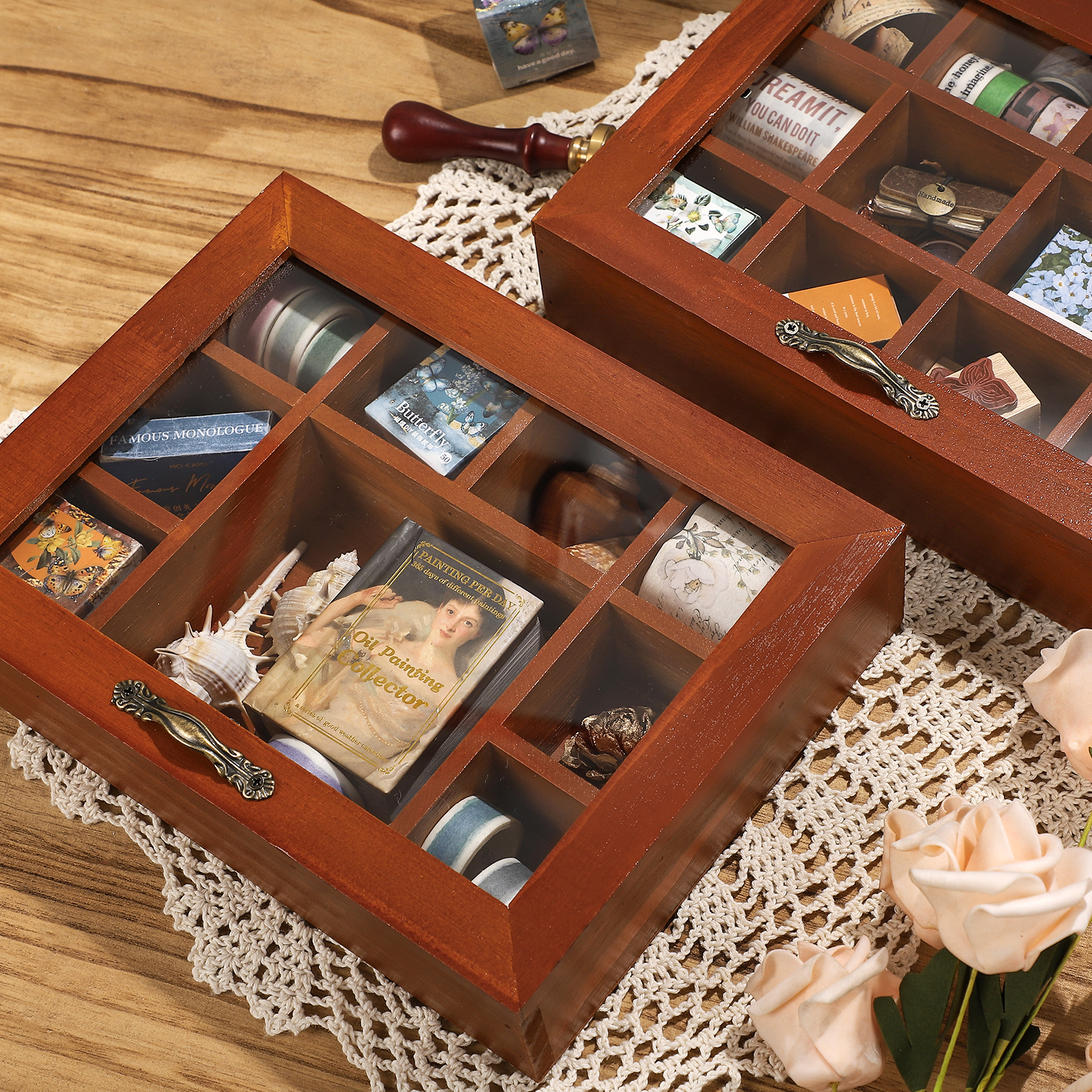 저널세이 9/12 그리드 빈티지 나무 수납함