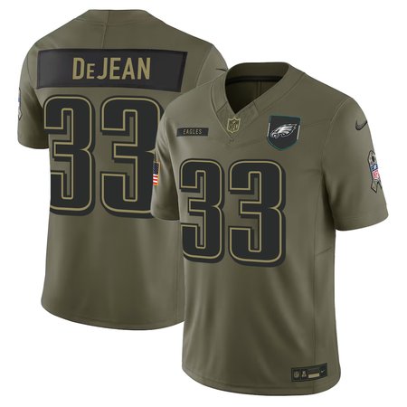 Men's Philadelphia Eagles #33 Cooper DeJean  Olive 2025 Salute to Service Retired Limited Jersey