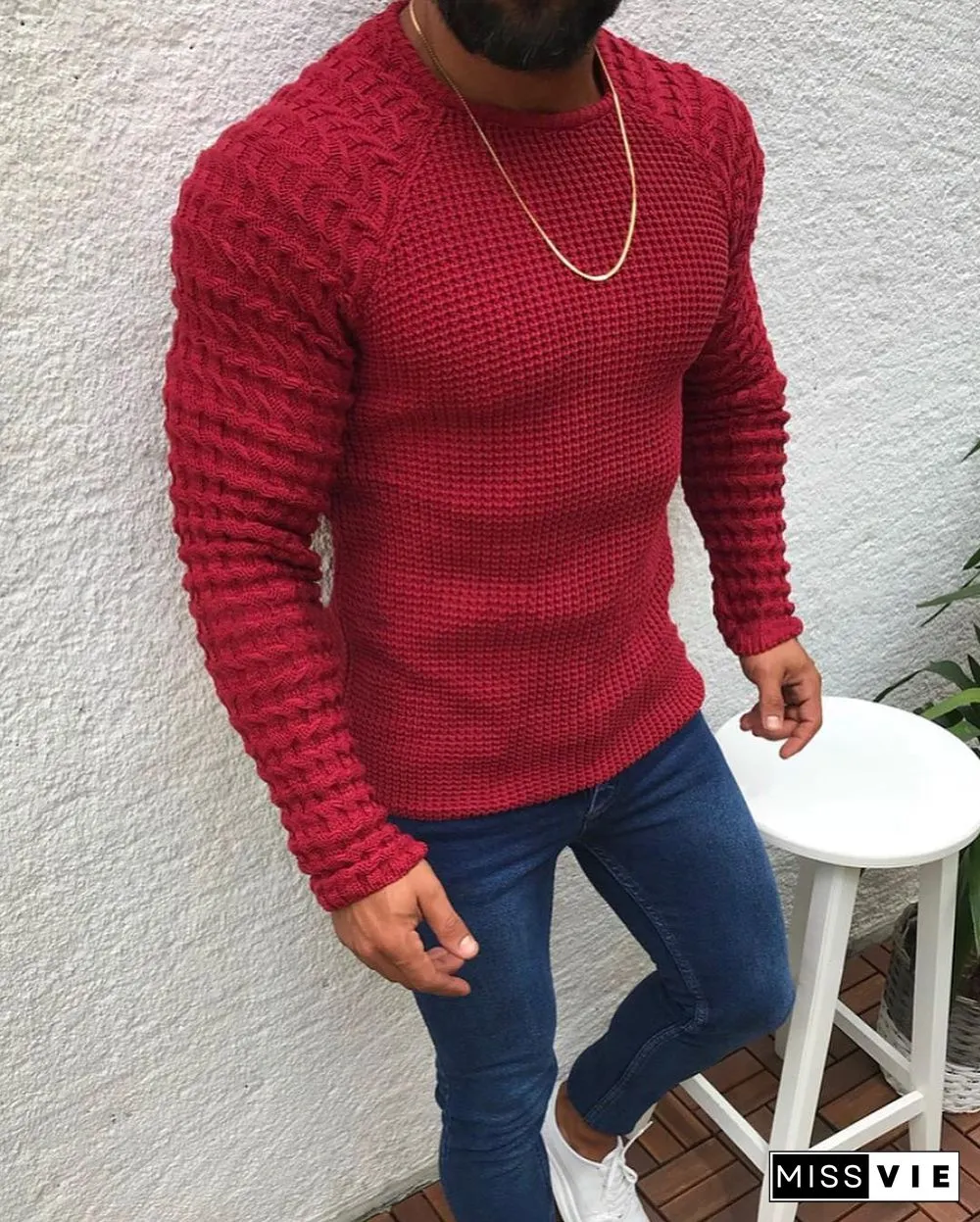Slim Long Sleeve Round Neck Pullover Sweater Top