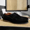 Mens Black Tassel Suede Leather Dress Loafers Shoes 