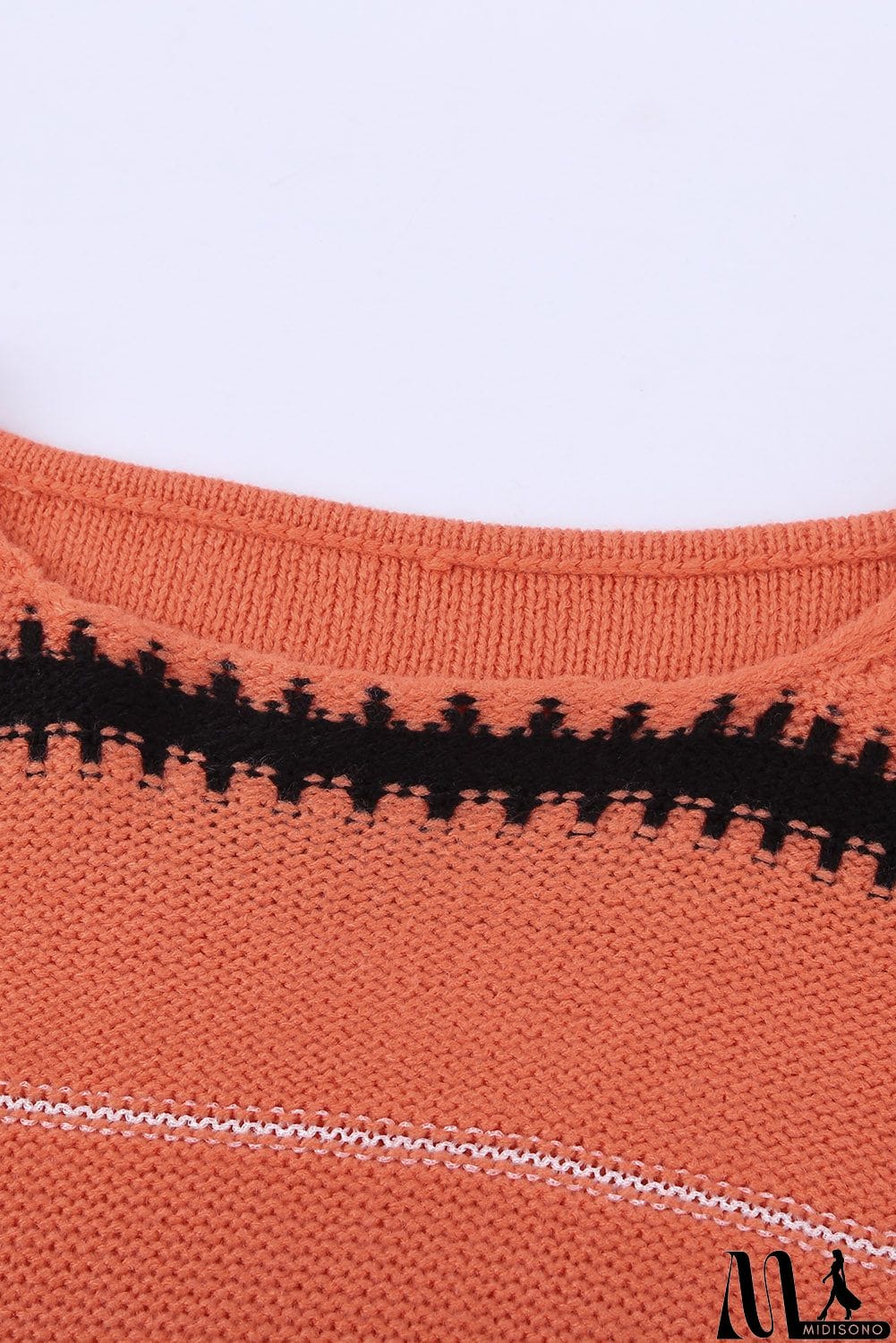 MidiSono - Pink Red Striped Loose Fit Pullover Sweater