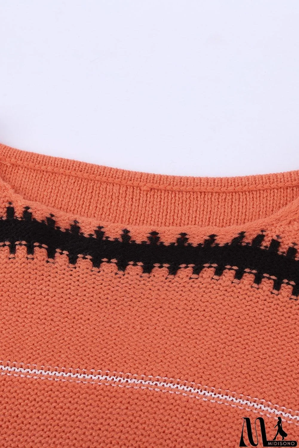 MidiSono - Pink Red Striped Loose Fit Pullover Sweater