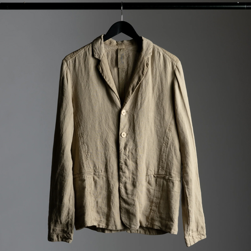 Men's Classic Lapel Khaki Natural Linen Blazer