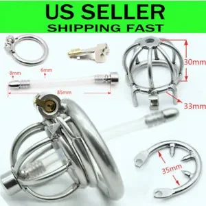 pornhint Pornhint Chastity Cage with Spiked Ring Urethra Tube Lockable BDSM Men Stainless Steel