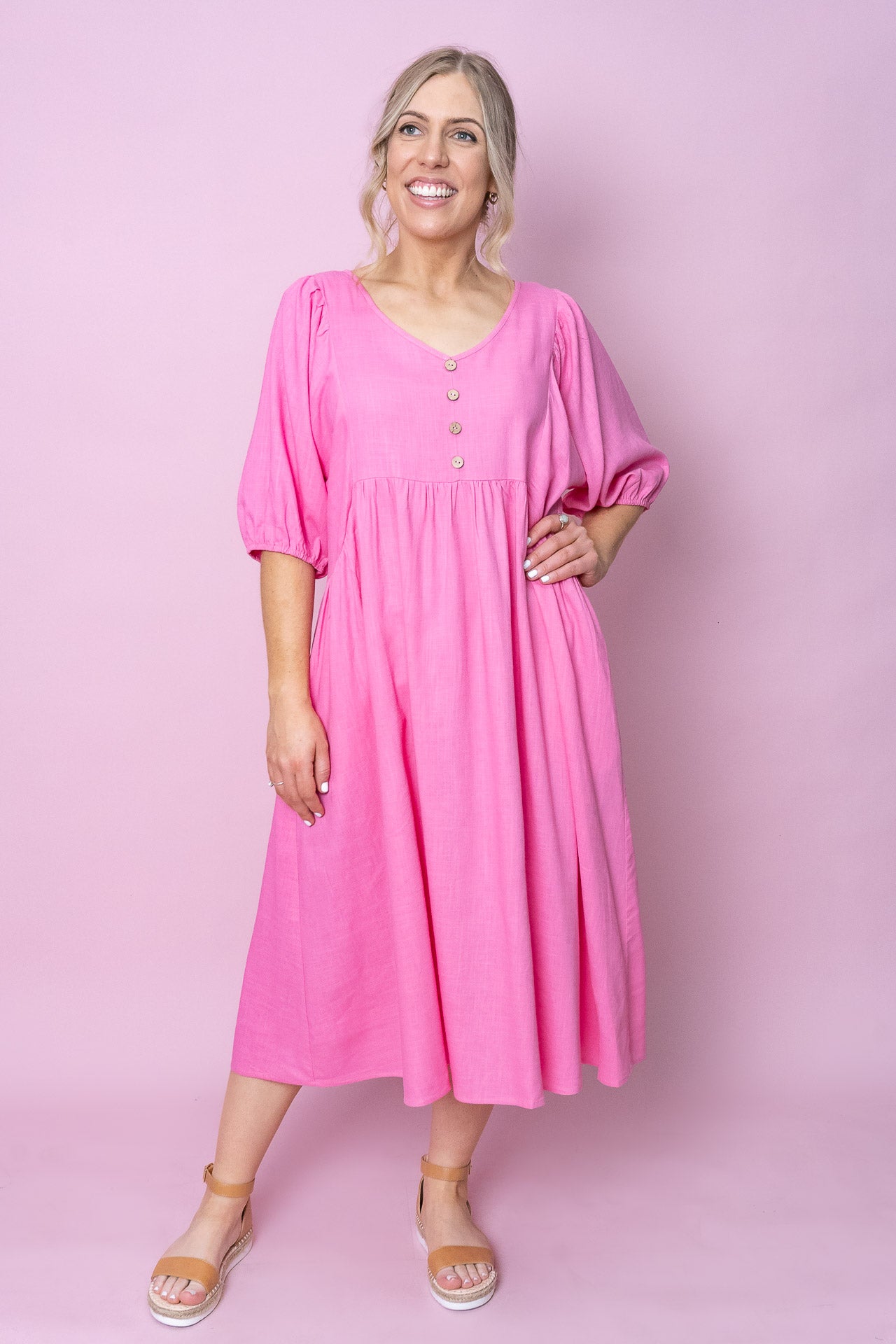 Emery Midi Dress in Pink