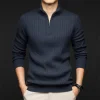 Men's Half Zip Solid Color Casual Sweater