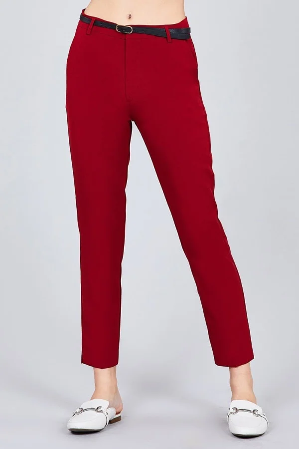 Worthy Vow Woven Slim Belted Pants